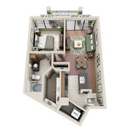 1 bed, 1 bath, 741 sqft, $1,592