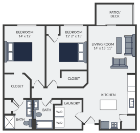 2 beds, 2 baths, 1,253 sqft, $1,400