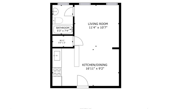 Studio, 1 bath, 391 sqft, $860, Unit 116-105
