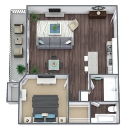 1 bed, 1 bath, 647 sqft, $1,390