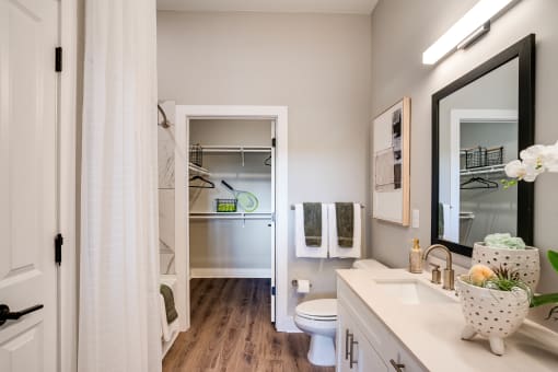 a bathroom with a shower and a sink and a toilet