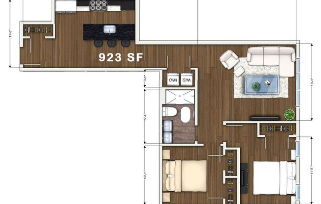 2 beds, 1 bath, 923 sqft, $2,063, Unit Unit 304