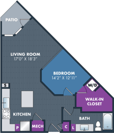 1 bed, 1 bath, 772 sqft, $1,555