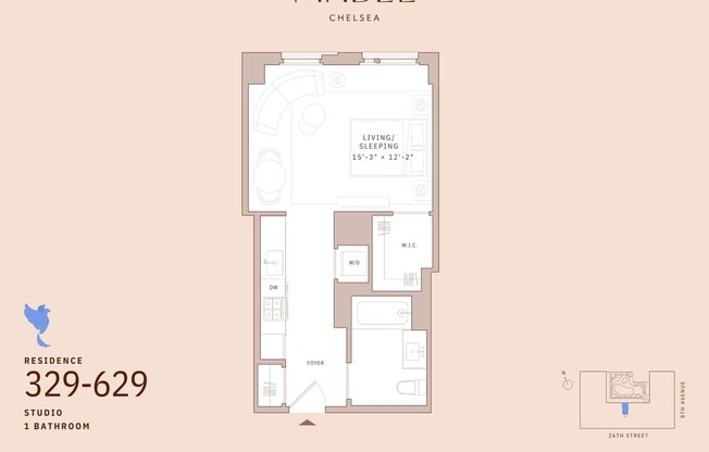 Studio, 1 bath, 445 sqft, $4,956