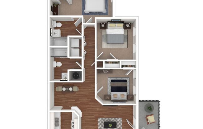 3 beds, 2 baths, 1,150 sqft, $1,299, Unit 7-0707