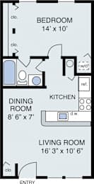 1 bed, 1 bath, 578 sqft, $1,346