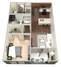 1 bed, 1 bath, 557 sqft, $1,371