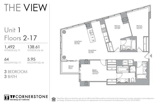 3 beds, 3 baths, 1,492 sqft, $8,995, Unit 1501