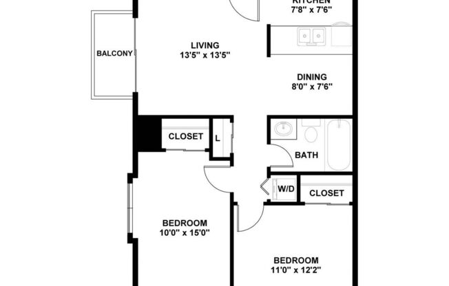 2 beds, 1 bath, 800 sqft, $1,375