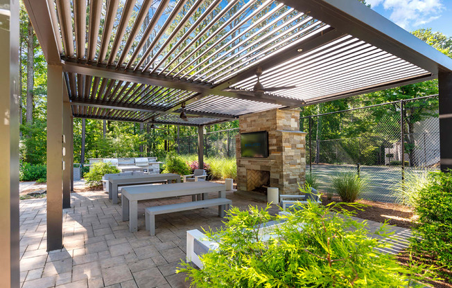 Covered Patio with TV and Seating