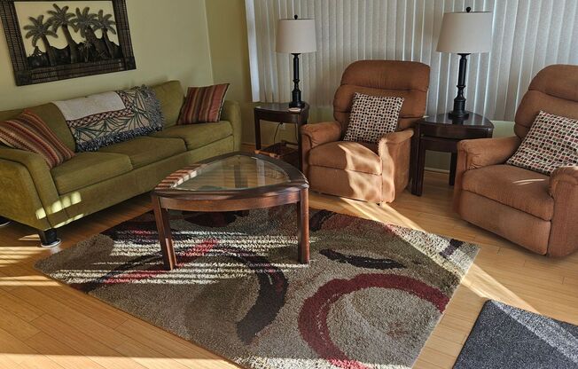 Beautiful 1 bedroom 1 bath furnished Manufactured home for rent in Regency Cove, a 55+ gated community.