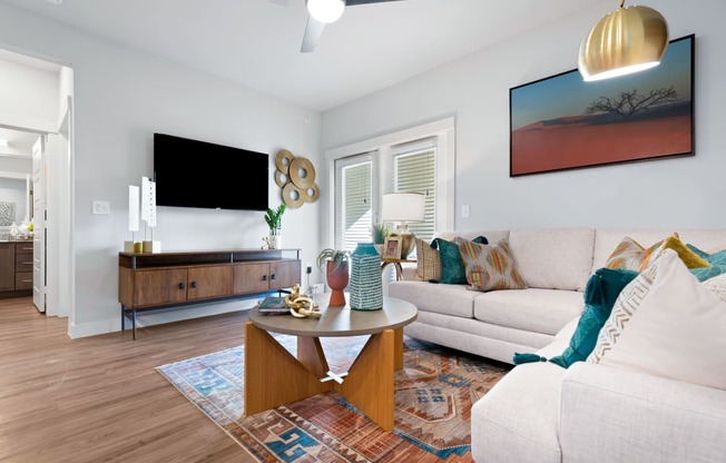 living room area of an apartment at ironridge