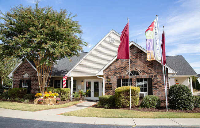 A house with a flag on the front.