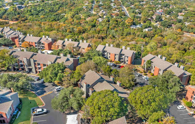 bird's eye view of a residential area at Great Hills, Austin, 78759