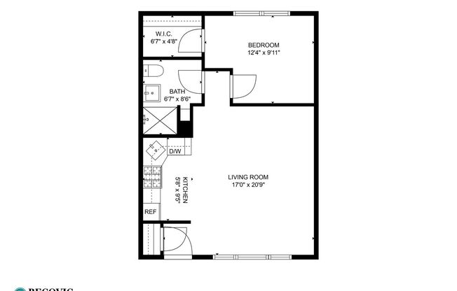 1 bed, 1 bath, 522 sqft, $1,750, Unit 7606-2B