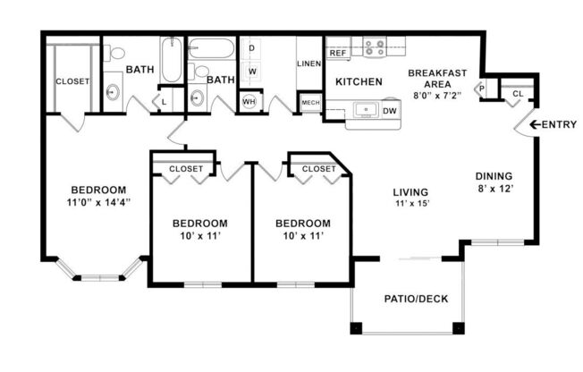 3 beds, 2 baths, 1,339 sqft, $2,045
