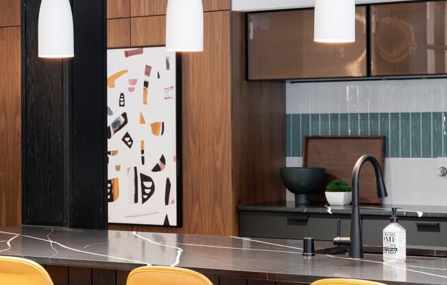 Clubhouse Bar Seating at The Hill Apartments, Saint Paul, MN