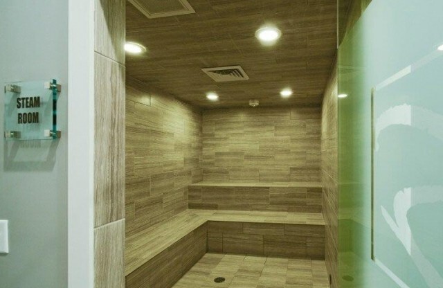 Steam room with 3 wall-length benches