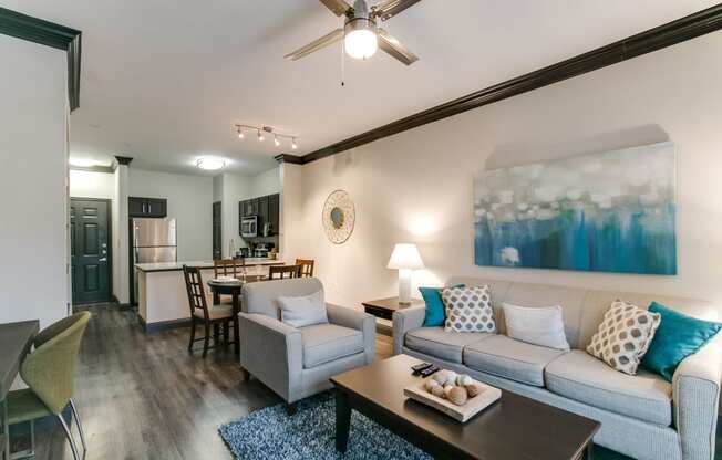 a living room with a couch and a coffee table