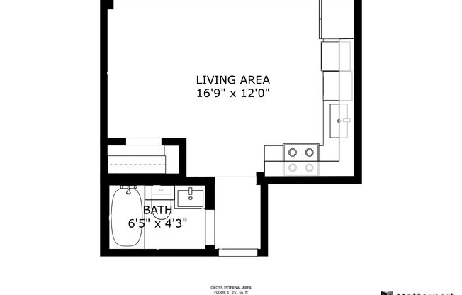 Studio, 1 bath, 244 sqft, $1,099, Unit 3D