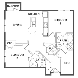2 beds, 2 baths, 1,135 sqft, $1,753