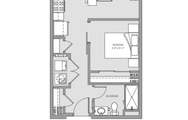 1 bed, 1 bath, 573 sqft, $1,099, Unit 208