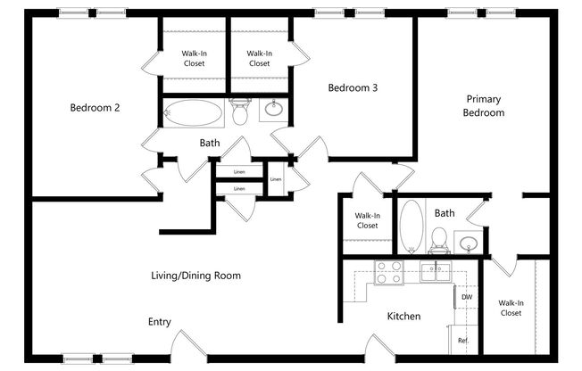 3 beds, 2 baths, 1,343 sqft, $999, Unit 137