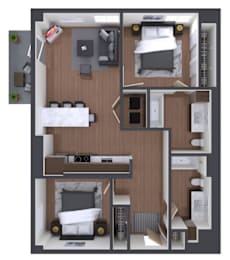 2 beds, 2 baths, 918 sqft, $2,199