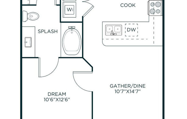 1 bed, 1 bath, 627 sqft, $1,463