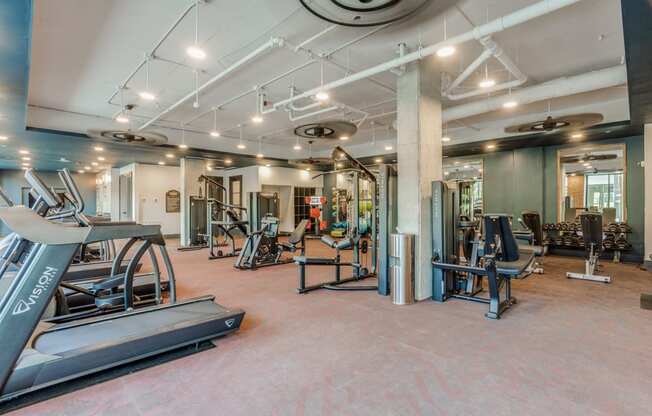 Workout Area with Cardio Equipment at St. Elmo Apartment in Austin, TX