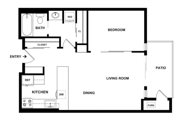 1 bed, 1 bath, 591 sqft, $3,080