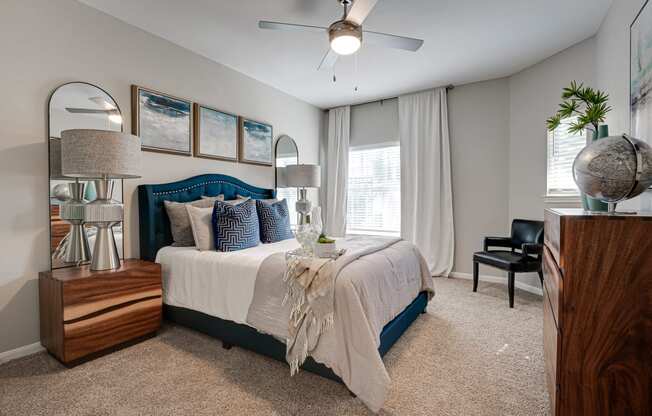 Bedroom With Ceiling Fan at Limestone Ranch, Lewisville