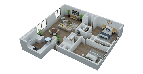 2 beds, 2 baths, 1,045 sqft, $1,364