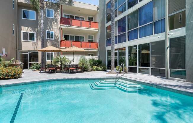 Sherman Oaks Apartments for Rent - Krystal Terrace - Sparkling Pool with Outdoor Lounge Area