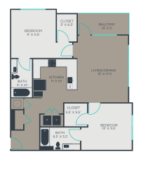 2 beds, 2 baths, 1,093 sqft, $1,891