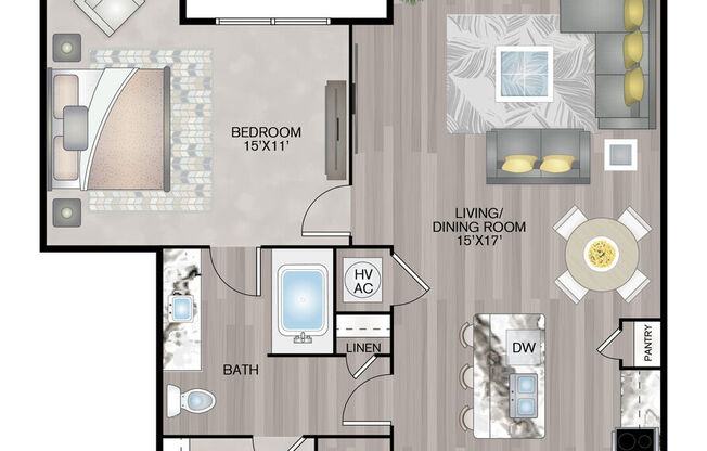 1 bed, 1 bath, 860 sqft, $1,184