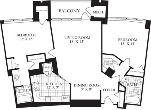 2 beds, 2 baths, 1,195 sqft, $3,658, Unit 0709