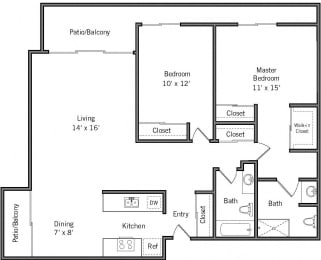 2 beds, 2 baths, 1,035 sqft, $3,290