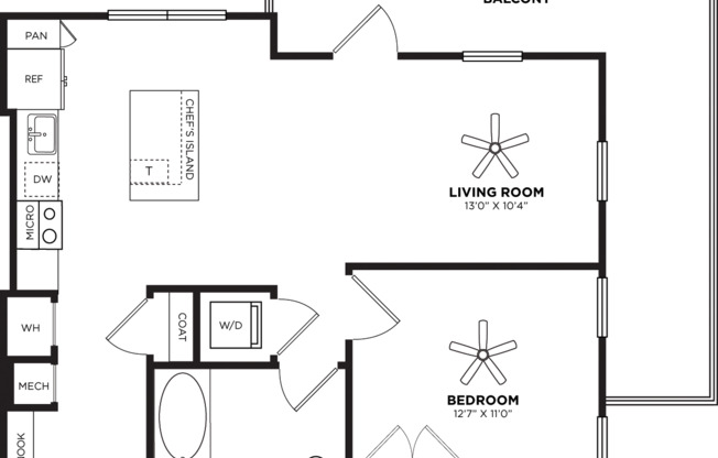 1 bed, 1 bath, 774 sqft, $3,685, Unit 535
