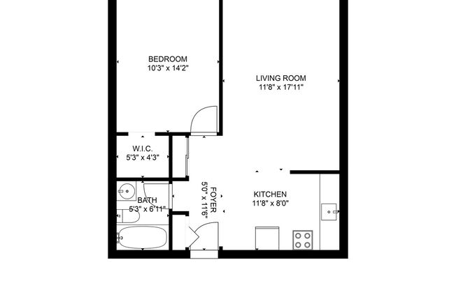 1 bed, 1 bath, 580 sqft, $950, Unit 211