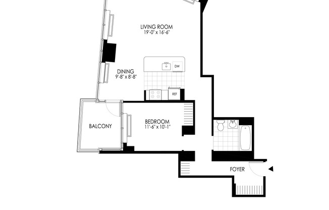 1 bed, 1 bath, $4,436, Unit 1208