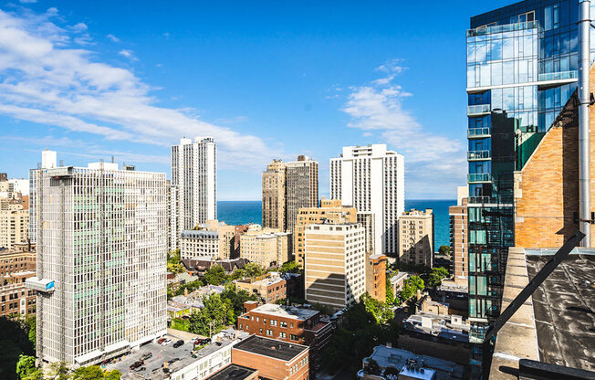 Rooftop View at 14 West Elm Apartments, Chicago,Illinois