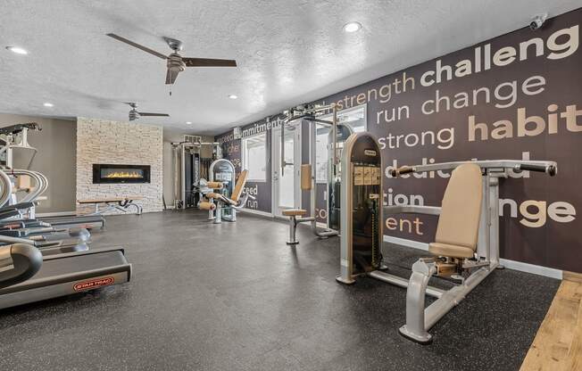 the gym at the flats at big tex apartments