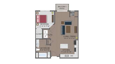 1 bed, 1 bath, 752 sqft, $1,738