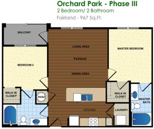 2 beds, 2 baths, 967 sqft, $2,395
