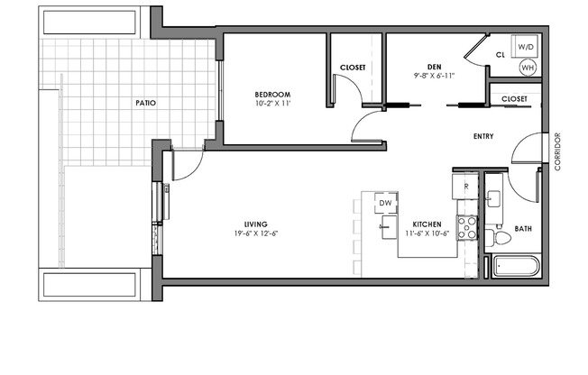 1 bed, 1 bath, 548 sqft, $2,150, Unit 102