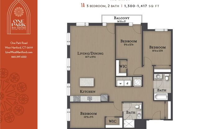 3 beds, 2 baths, 1,300 sqft, $3,629, Unit 365