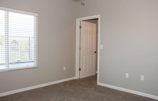 a room with a large window
