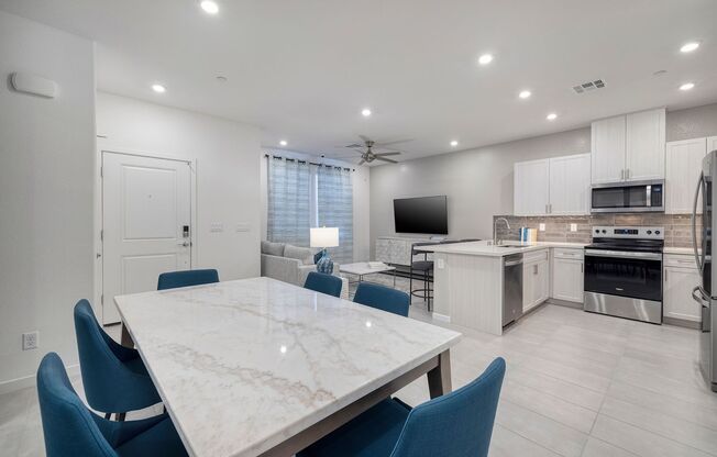 FULLY FURNISHED BRAND NEW TOWNHOME WITH 3 BEDROOMS + 2 CAR GARAGE