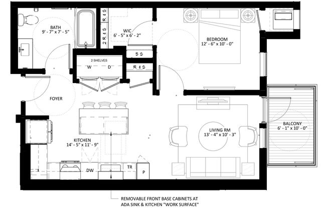 1 bed, 1 bath, 732 sqft, $1,319, Unit 423